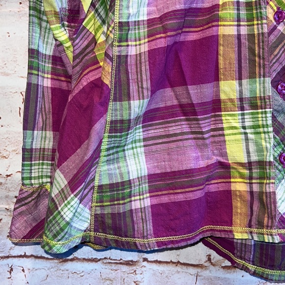 Columbia Camp Henry womens plus long sleeve blouse plaid roll tab cotton 2X - Picture 3 of 9